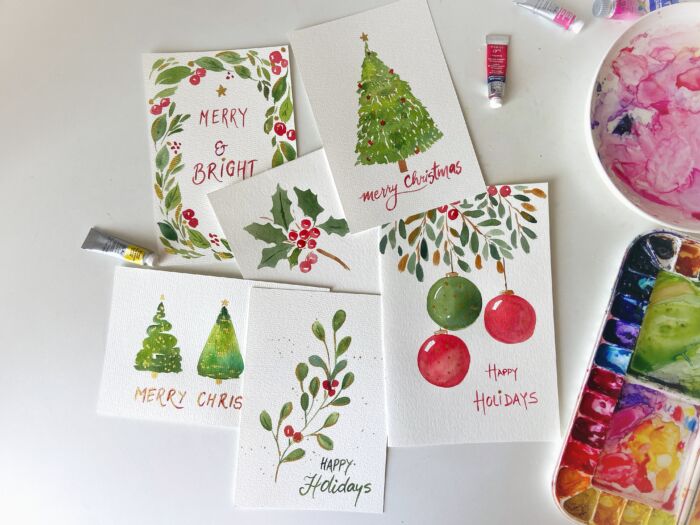 Watercolour Holiday Greeting Cards and Gift Tags (all artists welcome / no experience necessary) with Disha Sharma (Sunday, Nov. 16) 1-4 p.m. (Studio ONE) *CARDS Included*