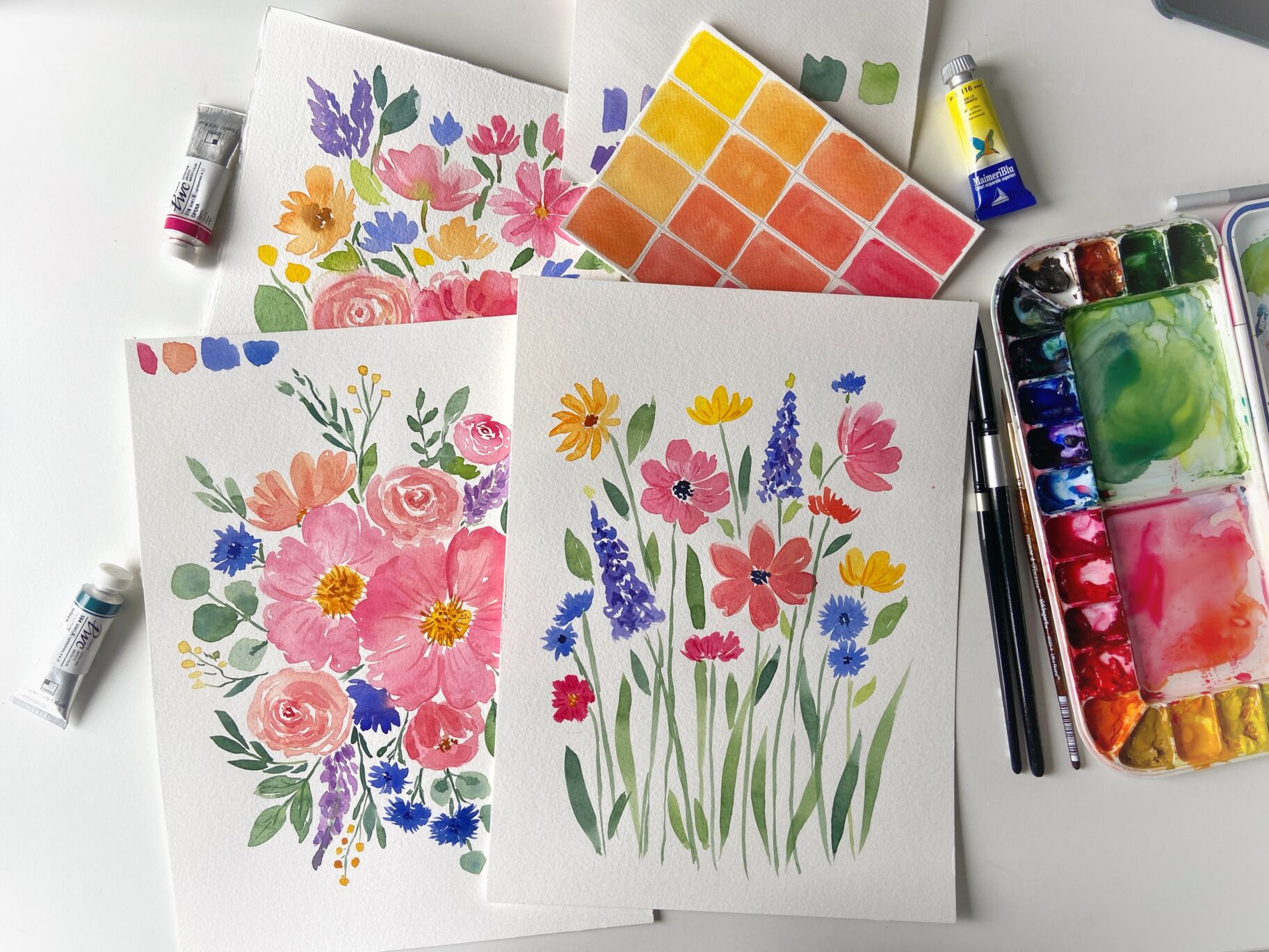 Fresh Blooms: Learn to Paint Loose Florals (watercolour) Disha Sharma (Level One / beginner and up) Sun. Mar. 2 (1-4 pm) *ALL Ages*