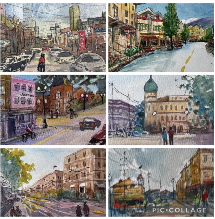 *Late Fall* Urban Sketching (Watercolour Pen & Ink) Pamela Dey (Tues.1:30-4:30 pm) 6 Weeks Nov. 10 - Dec. 15 (level one and up)